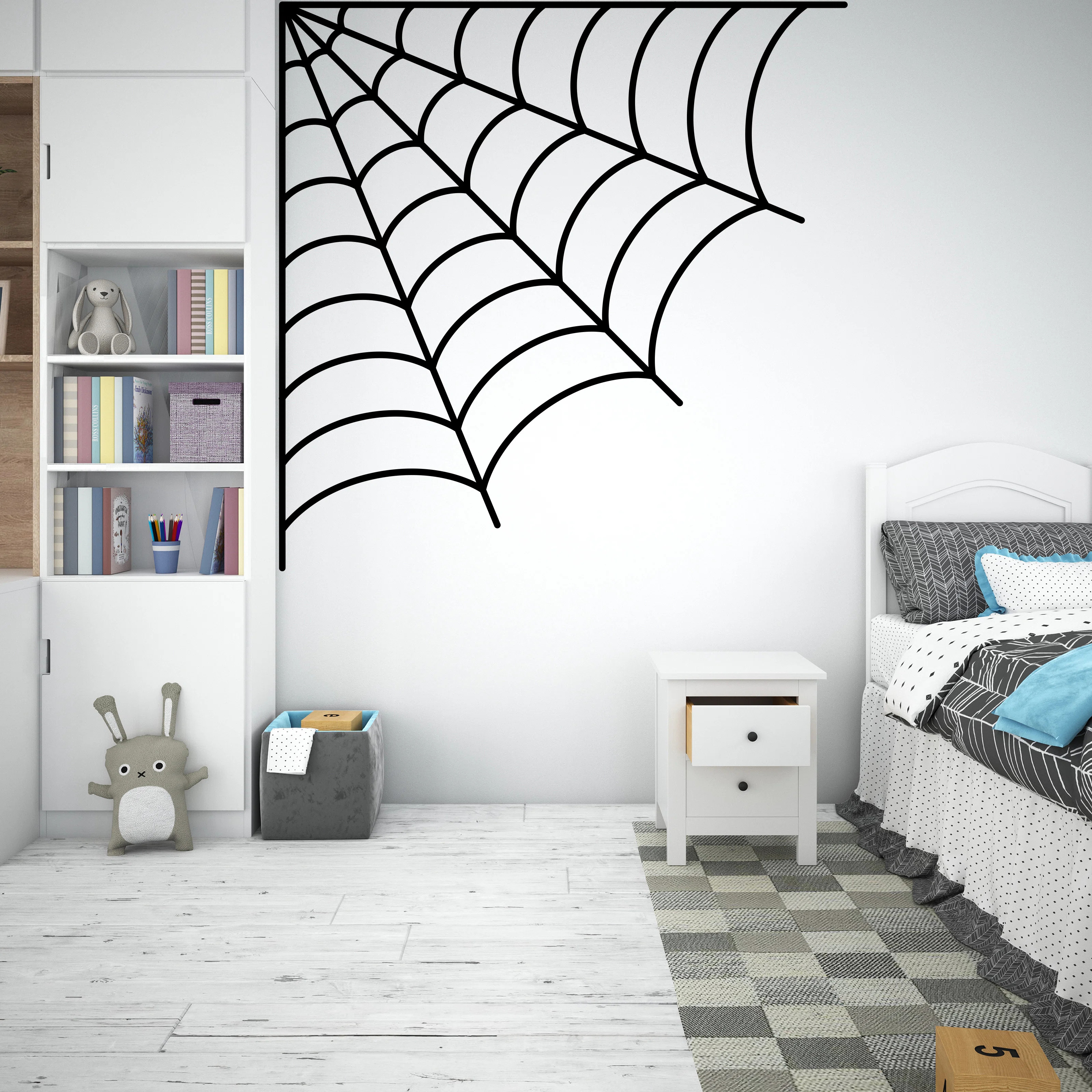 Spider Web Wall Decal Spider Web Wall Sticker Nursery Kids Room Decor Halloween Funny Scary Vinyl... | Wayfair North America