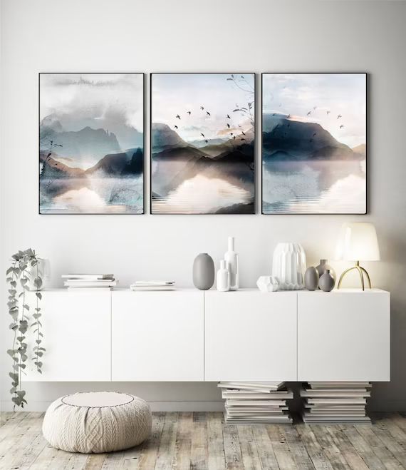 Landscape Set of 3 Prints,Set of 3 Prints,Landscape,Blue,Watercolour Nature Prints,Mountain Art,B... | Etsy (US)