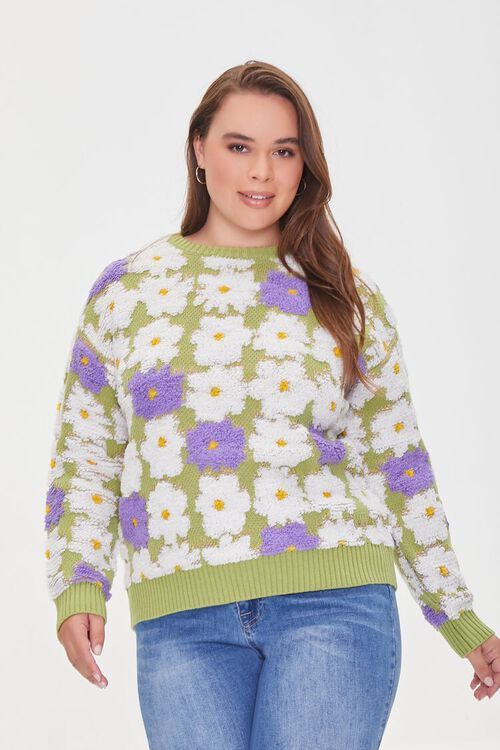 Plus Size Textured Floral Sweater | Forever 21 (US)