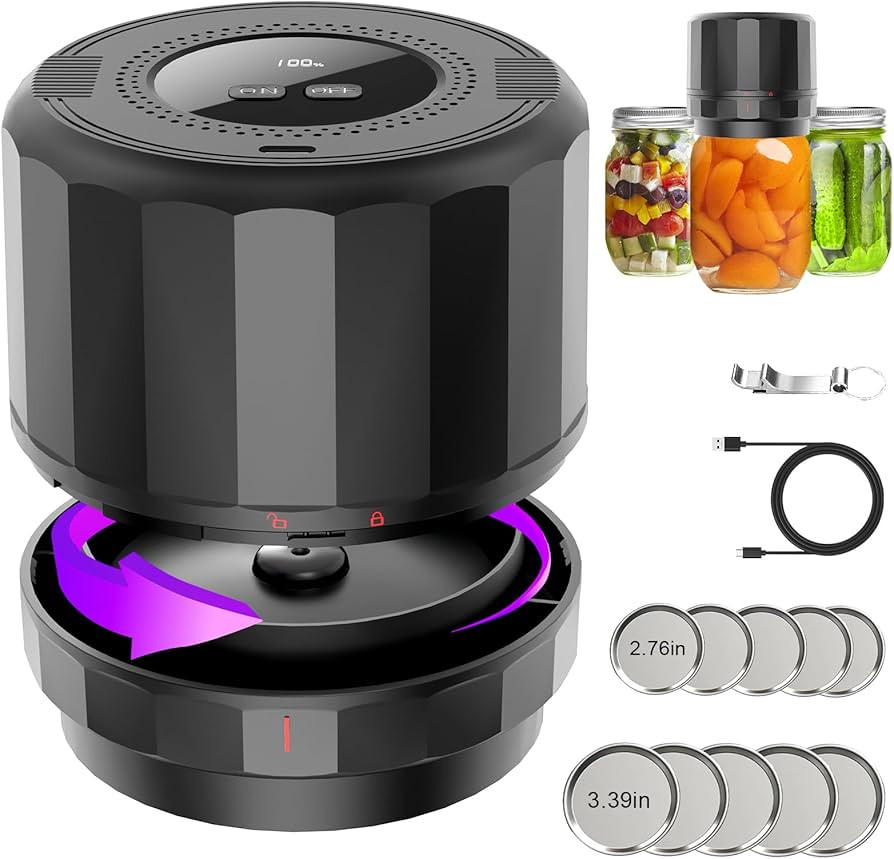 Electric Mason Jar Vacuum Sealer Kit - 2000mAh Battery, Enhanced Motor, Wide & Regular Mouth Lids... | Amazon (US)