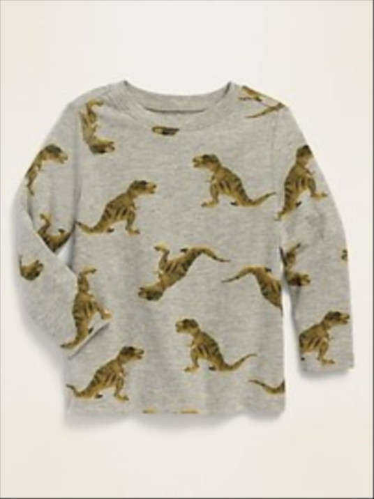 Printed Long-Sleeve Crew-Neck Tee for Toddler Boys