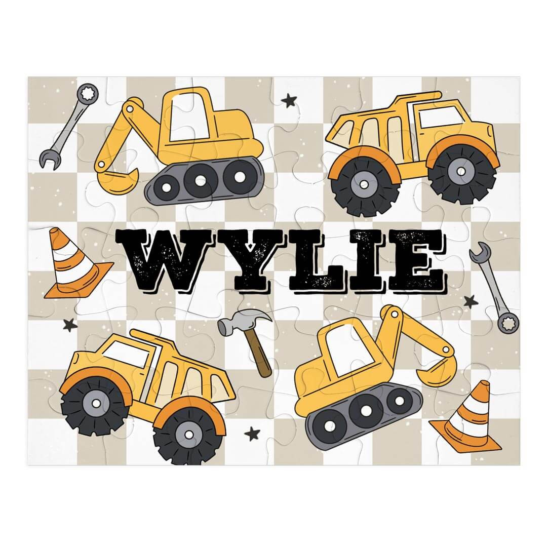 Kids Personalized 30 Piece Puzzle | Under Construction | Caden Lane