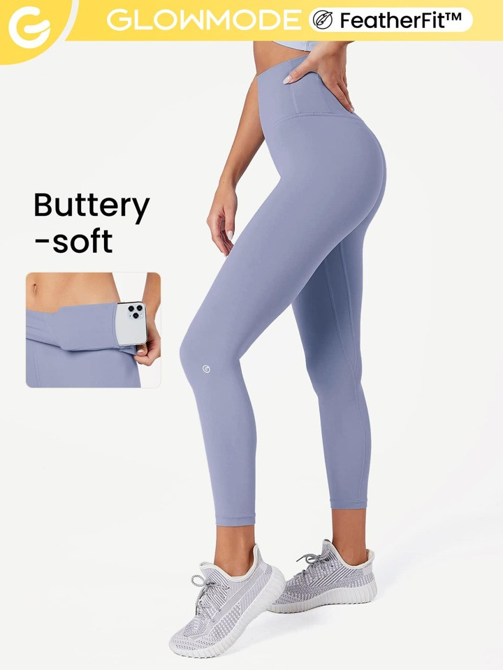 GLOWMODE 24" FeatherFit™ Gym Leggings Buttery Soft High Stretch Y-shaped Seam Tummy Control Yog... | SHEIN