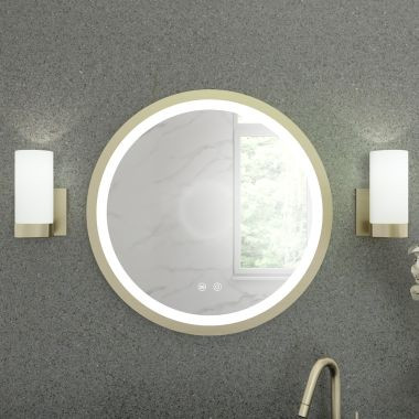 Barrett 24 x 24 Inch Round Lighted Mirror with Anti-Fog | Vintage Tub & Bath