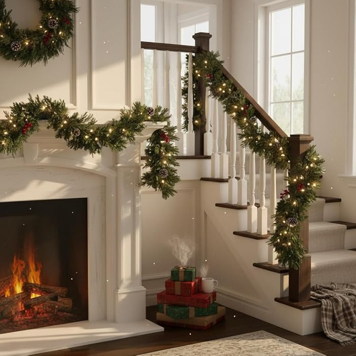 6FT Christmas Norfolk Pine Garland, UV-Protect Real Touch Faux Greenery Garlands, Realistic Artif... | Amazon (US)