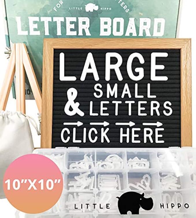 Felt Letter Board 10x10 | +690 PRE-Cut Letters +Stand +Sorting Tray | (Black) Letter Board with Lett | Amazon (US)