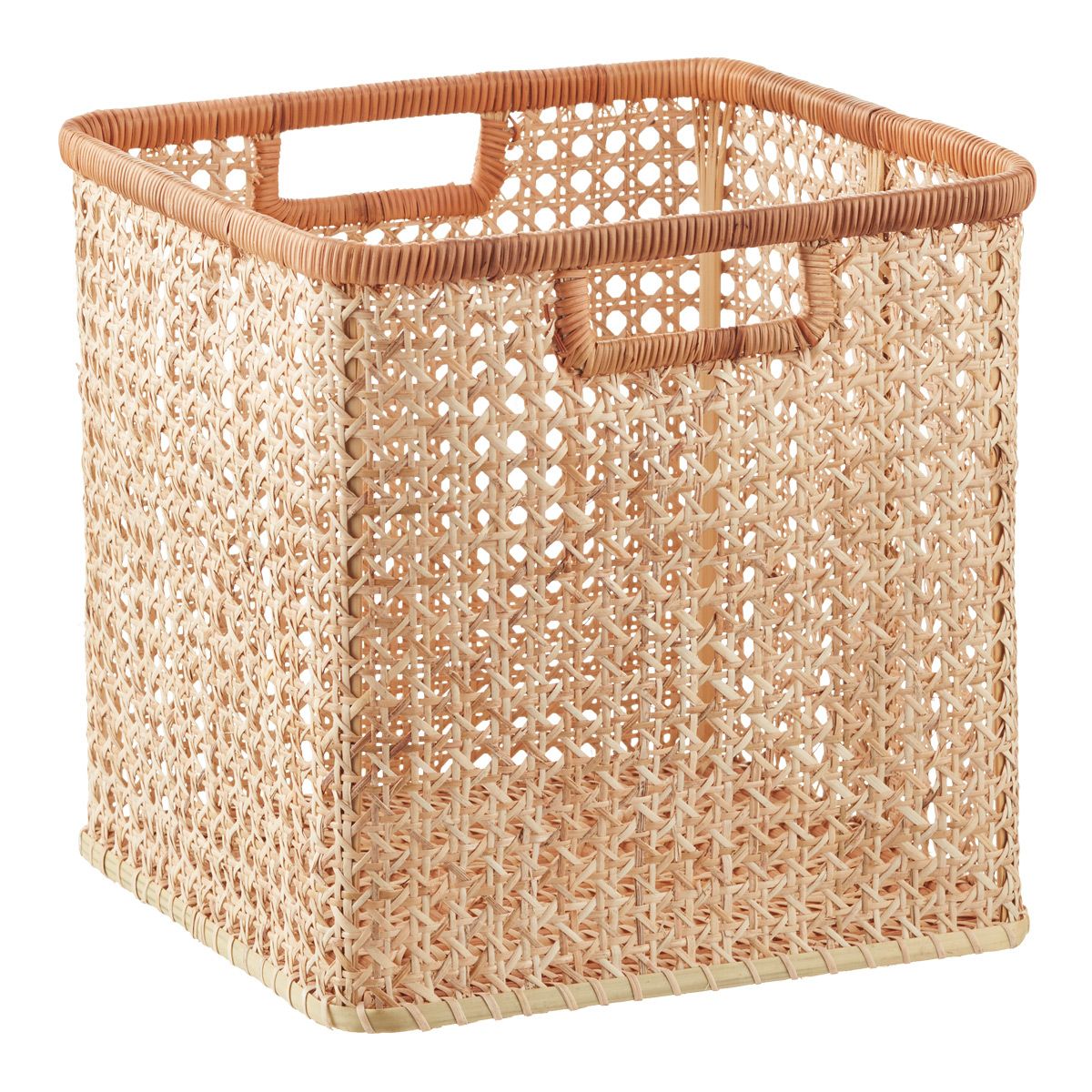 Albany Rattan Cube Natural | The Container Store