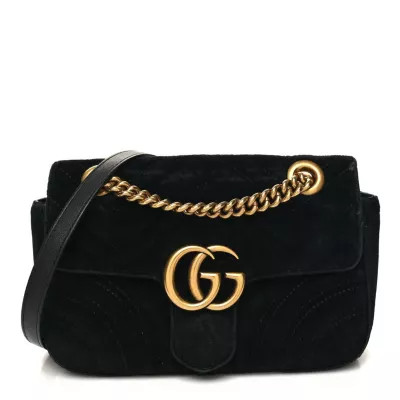 Two Authenticators Inc Gucci Velvet Matelasse Mini GG Marmont Shoulder Bag Black -FINAL SALE NO RETURNS | Belk