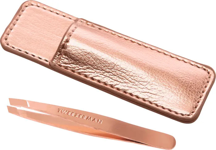 TWEEZERMAN Rose Gold Mini Slant Tweezer & Case Set | Nordstrom | Nordstrom