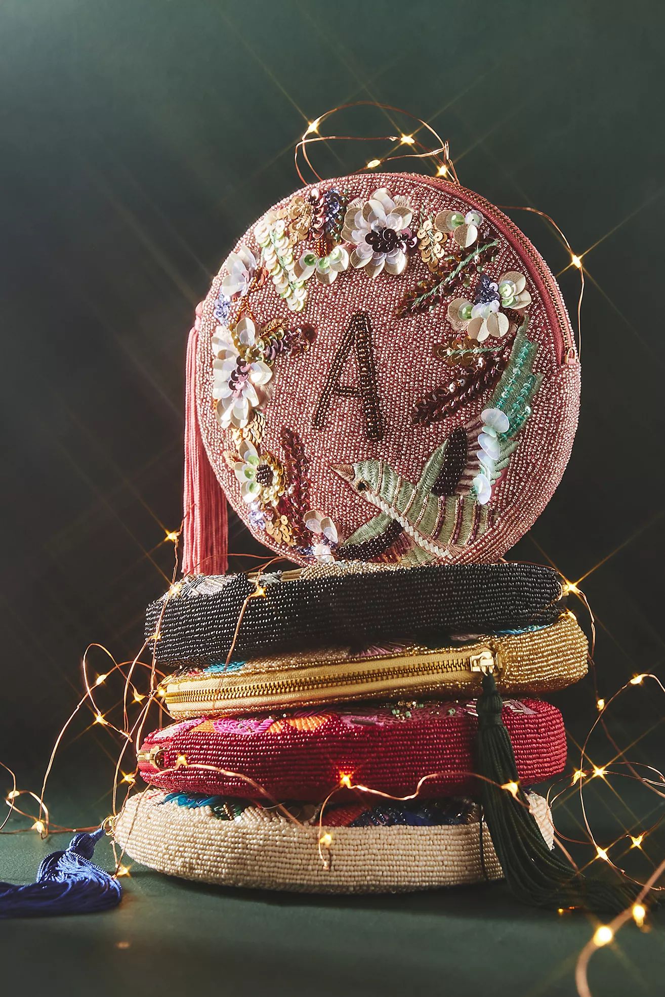 Holiday Monogram Embellished Pouch | Anthropologie (US)