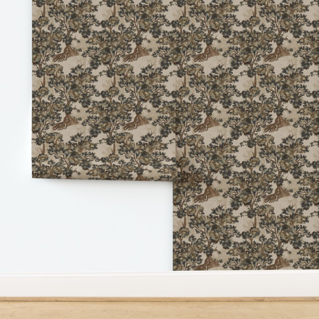 Antique Tapestry Trees On Tan Wallpaper | Spoonflower | Spoonflower
