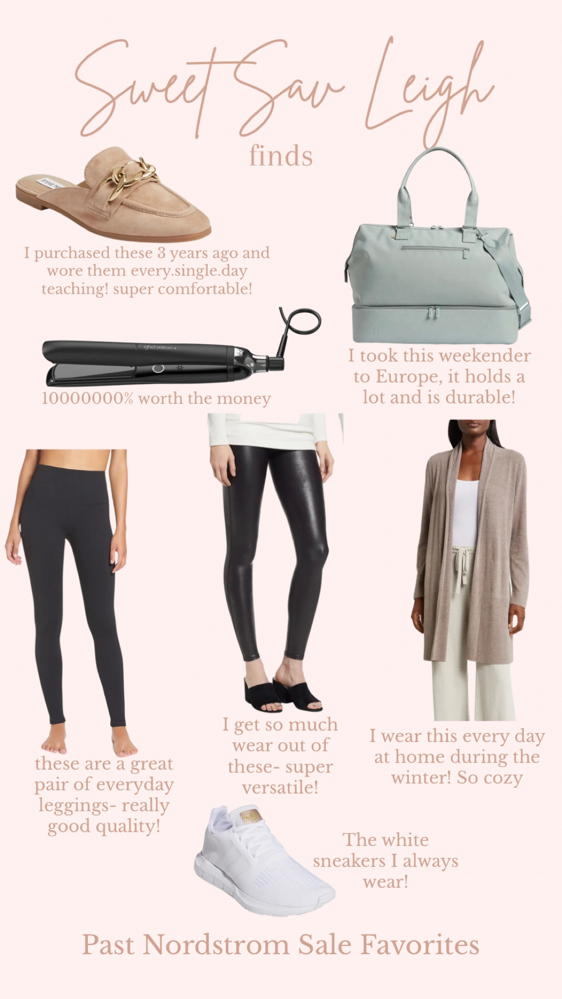 Past Nordstrom sale purchases that I love! | leggings, leather leggings, weekender bag, barefoot dreams, adidas sneakers, white sneakers, hair tools, hair straightener 

#LTKFind #LTKxNSale #LTKSeasonal