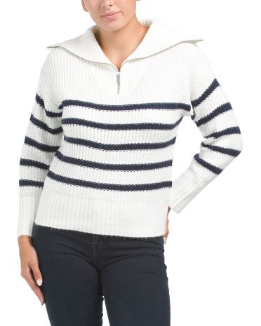Long Sleeve Stripe Half Zip Pullover | TJ Maxx