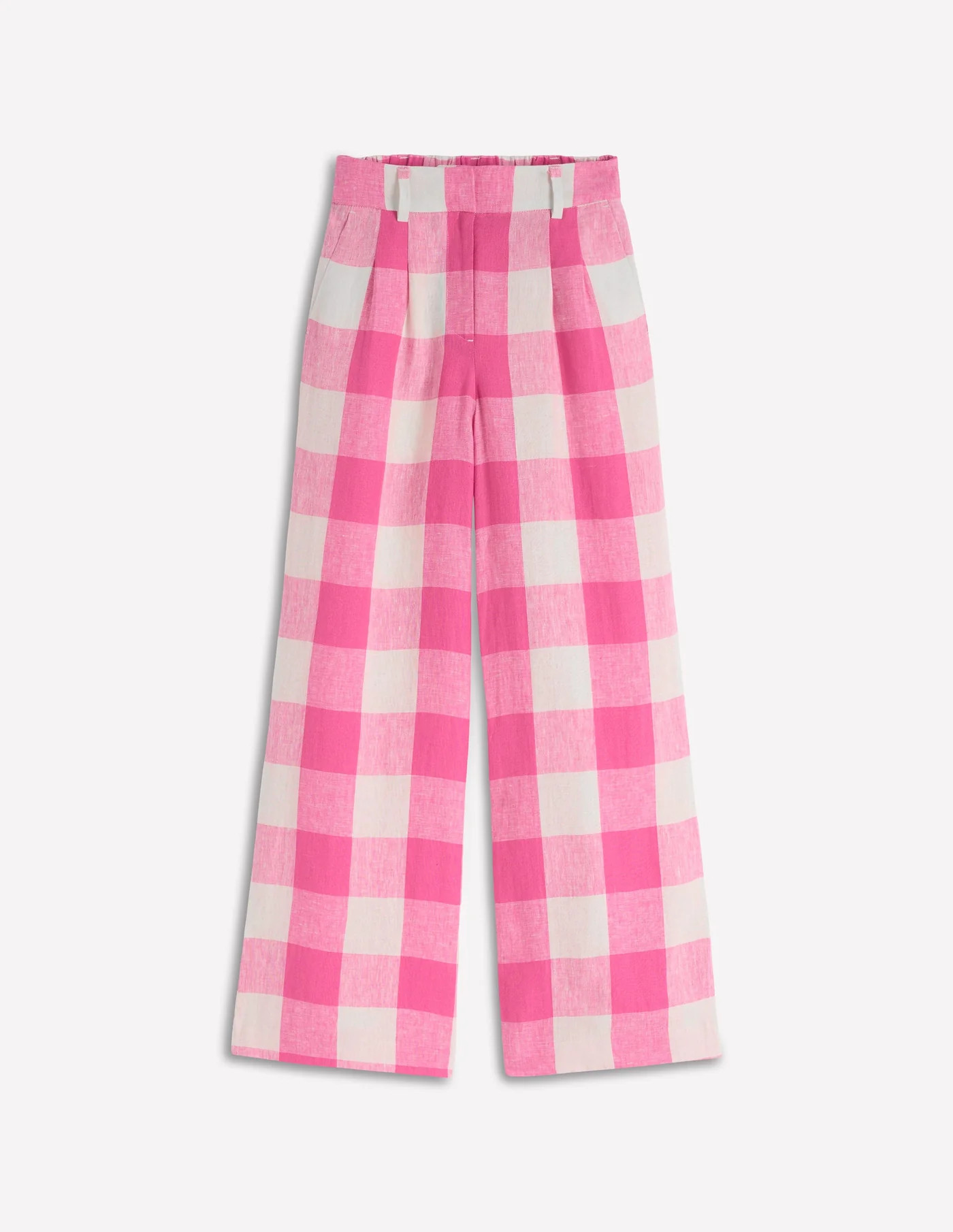 Kensington Linen Trousers-Pink Punch Gingham | Boden UK