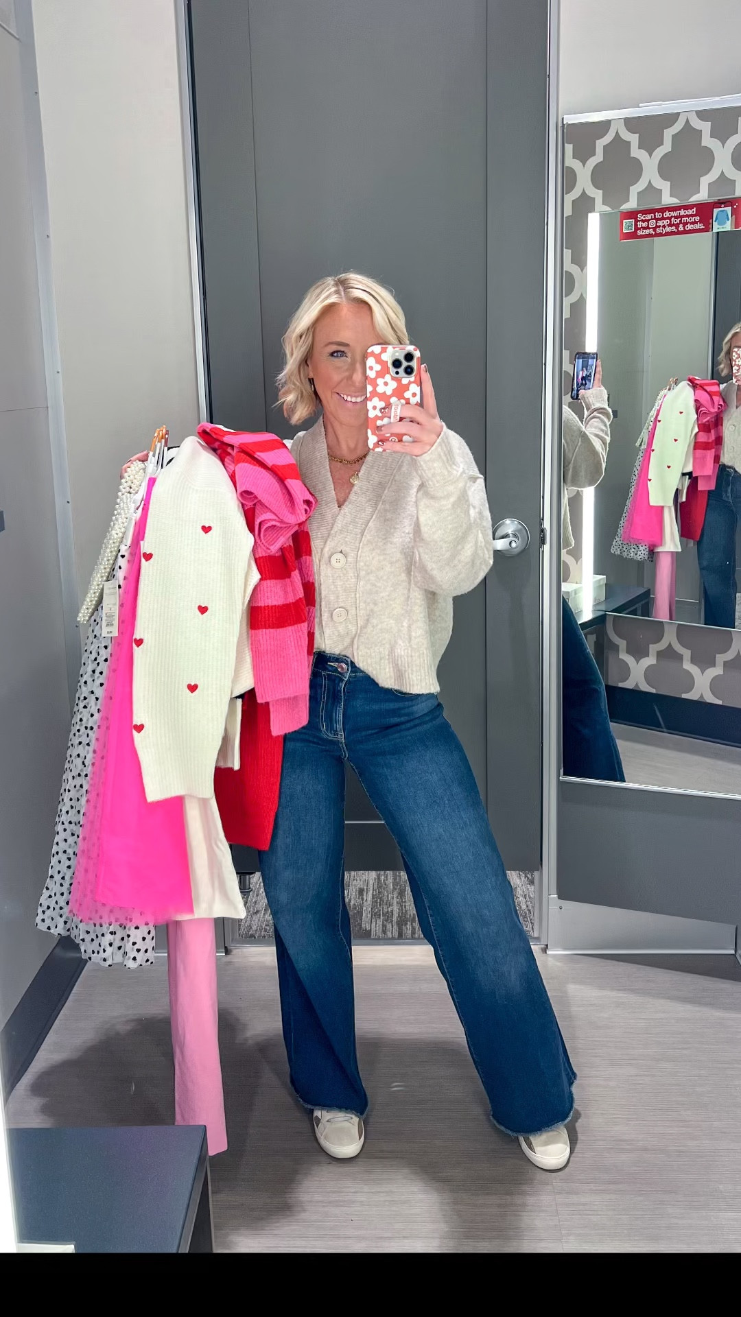 Target Valentine’s Day outfit:
1. Cardigan - size small. Very soft.
2. Tulle skirts (both same listing) - size small. I felt like the cream one ran bigger than the pink. 
3. Heart sweater - size medium *(ONLY bc they didn’t have a small!!)*
4. Heart t-shirt - size small, but runs big (I believe this is the men’s line). 
5. clear heels - tts 
6. Striped cardigan - size small (has a heart embroidered on the chest).
7. Pink trousers - size 4.
8. Heart sweater - size small.
9. heart purse linked 🤍 
• wide leg jeans - size 4 (regular length) - from Maurices.
• sneakers - tts (from Amazon).

#LTKSeasonal #LTKfindsunder50 #LTKVideo