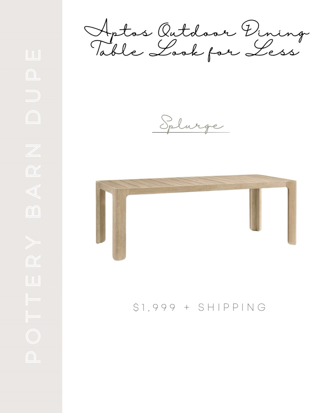 If you love the look of the Pottery Barn Aptos outdoor dining table but not the price tag, these are the best look-for-less options I’ve found. Same clean natural wood tones and classic slatted style, just way more budget friendly 🤍 Perfect for outdoor entertaining this summer. Linking my favorites here so you can easily compare.

#LTKHome #LTKSaleAlert