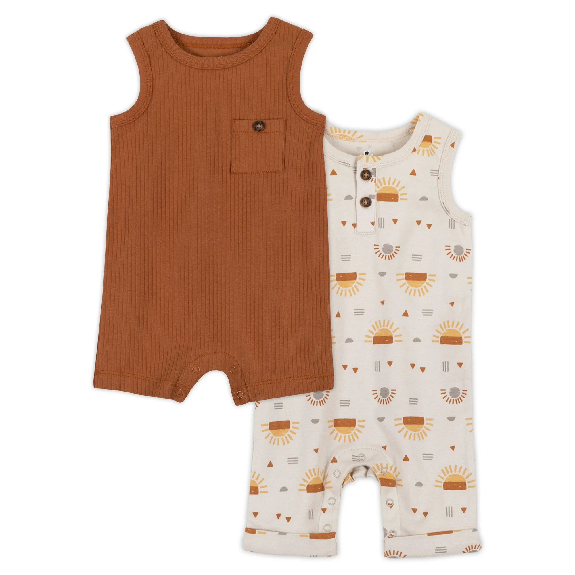 Little Star Organic Baby Boys 2Pk Rompers, Size Newborn-24 Months | Walmart (US)