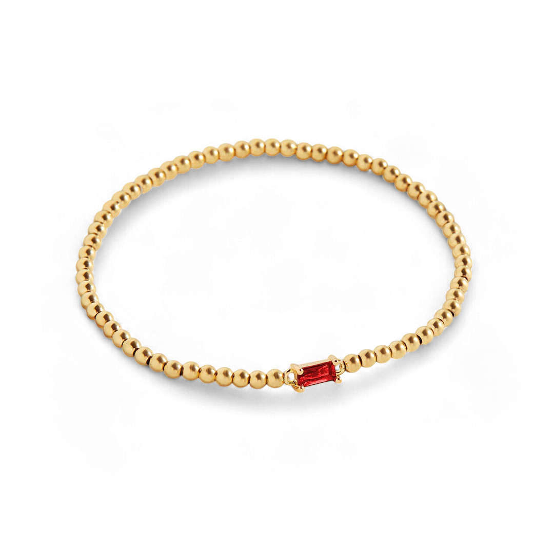 Gold Beaded Birthstone Bracelet | Mint & Lily