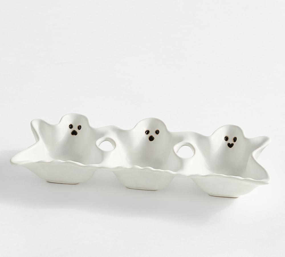 Figural Ghost Stoneware Triple Condiment Server | Pottery Barn (US)