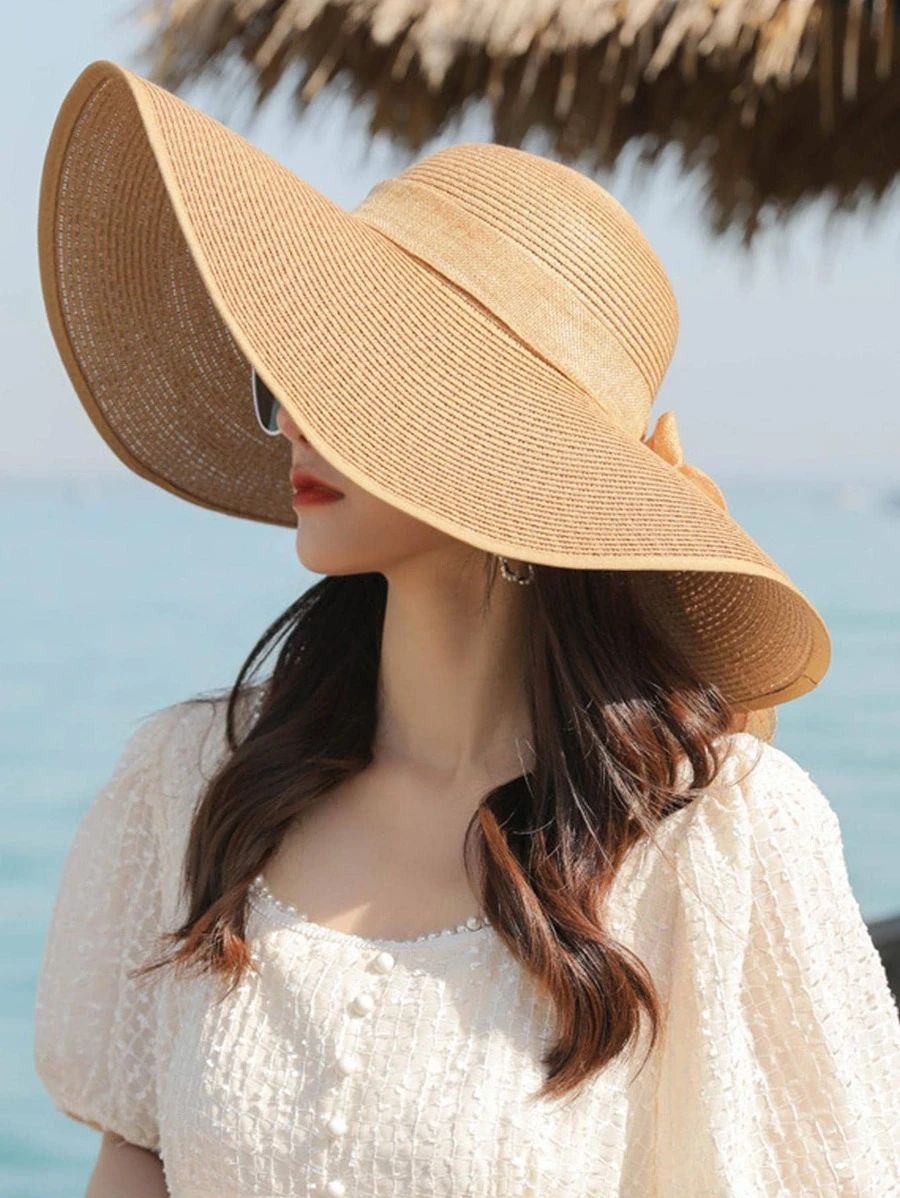 Women's Sun Hat With Super Wide Brim, Uv Protection, Beach & Vacation Style, Foldable | SHEIN