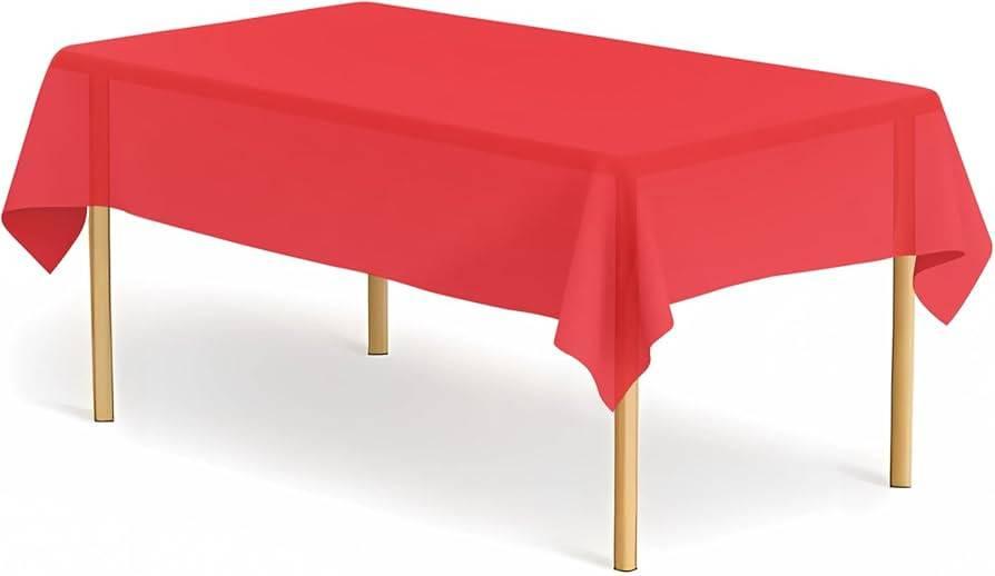 4 Pack Red Tablecloth Plastic Rectangle Table Covers PEVA Red Plastic Table Cloths for Parties Di... | Amazon (US)