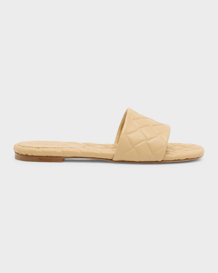 Bottega Veneta Quilted Leather Flat Slide Sandals | Neiman Marcus