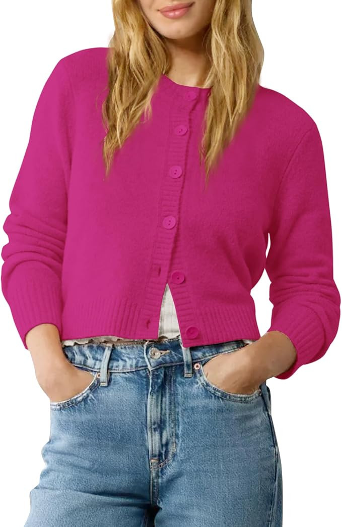 Urban CoCo Women’s Cropped Cardigan Sweater Lightweight Long Sleeve Y2K Fall Spring Jacket Clot... | Amazon (US)