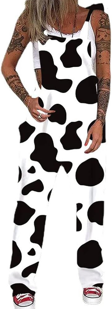 PAODIKUAI Women's Casual Skull Printed Overalls Loose Rompers Jumpsuit with Pockets | Amazon (US)