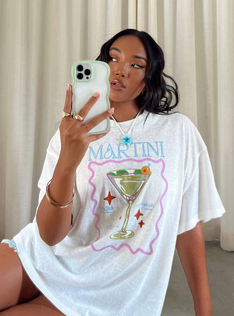 Martini Oversized Tee White | Princess Polly US