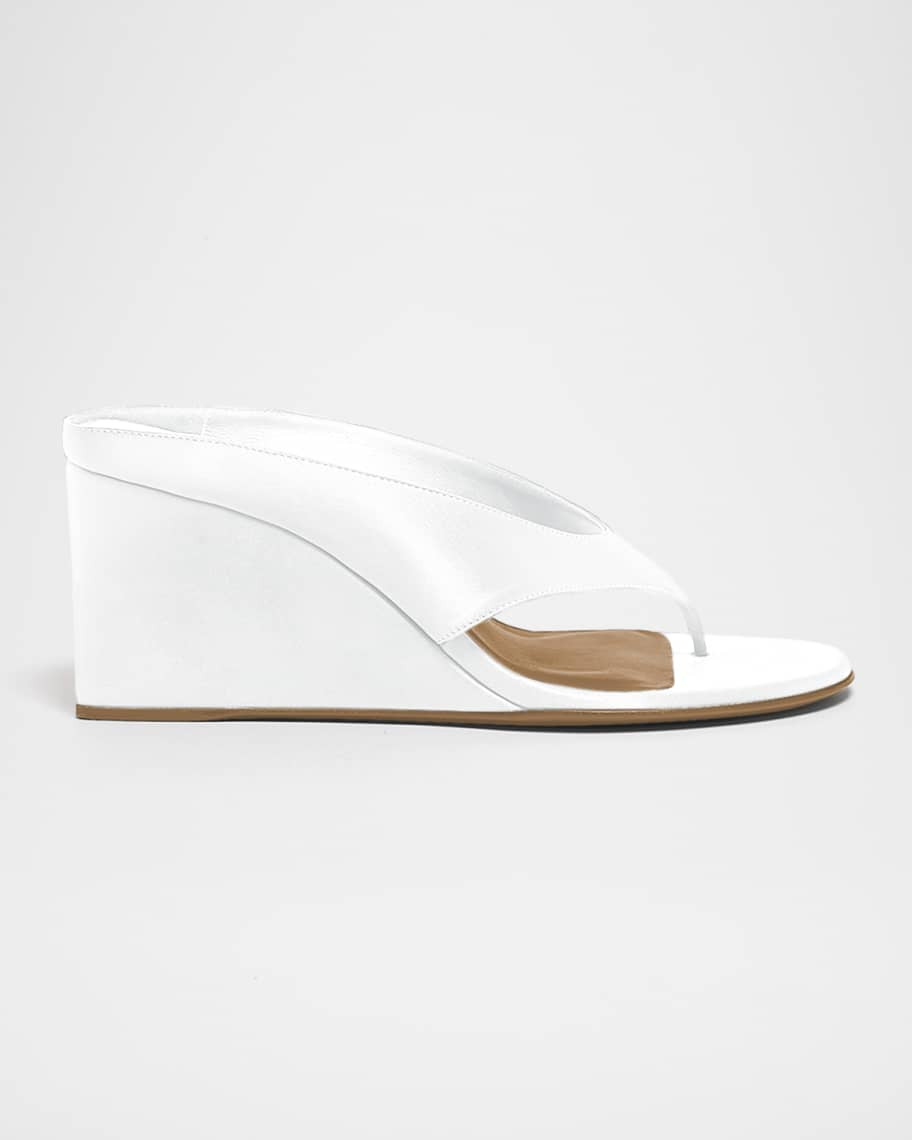 ALAIA Satin Wedge Thong Mules | Neiman Marcus