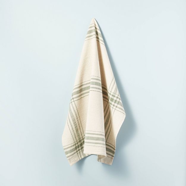 Plaid Flour Sack Kitchen Towel Green/Natural - Hearth & Hand™ with Magnolia | Target