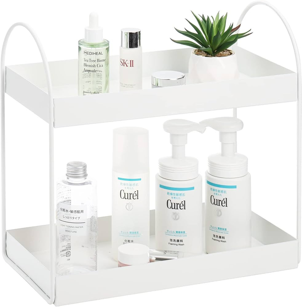 Hacaroa Bathroom Countertop Organizer with Handle, 2 Tier Kitchen Spice Rack Standing Shelf, Meta... | Amazon (US)