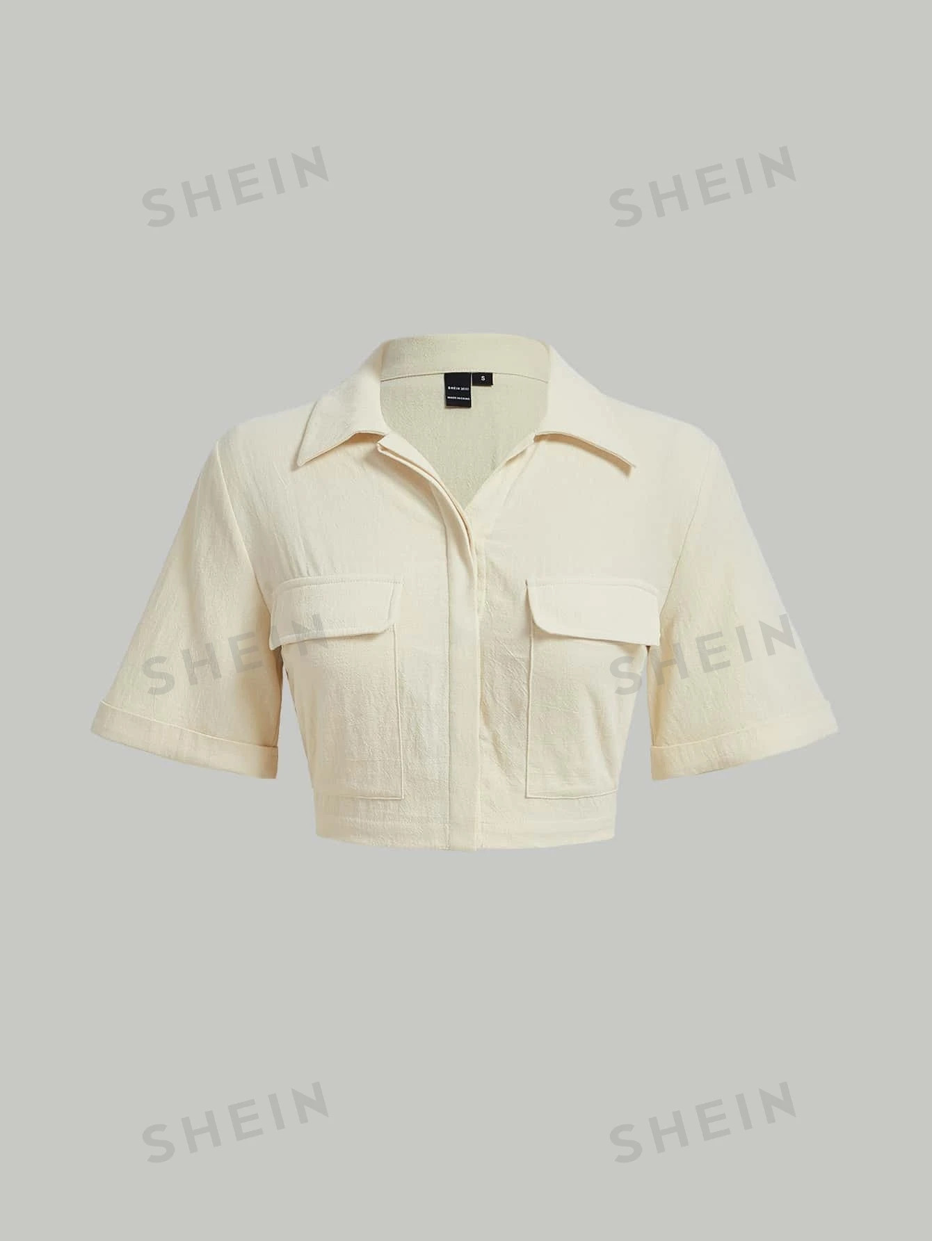 SHEIN MOD Flap Pocket Crop Shirt | SHEIN