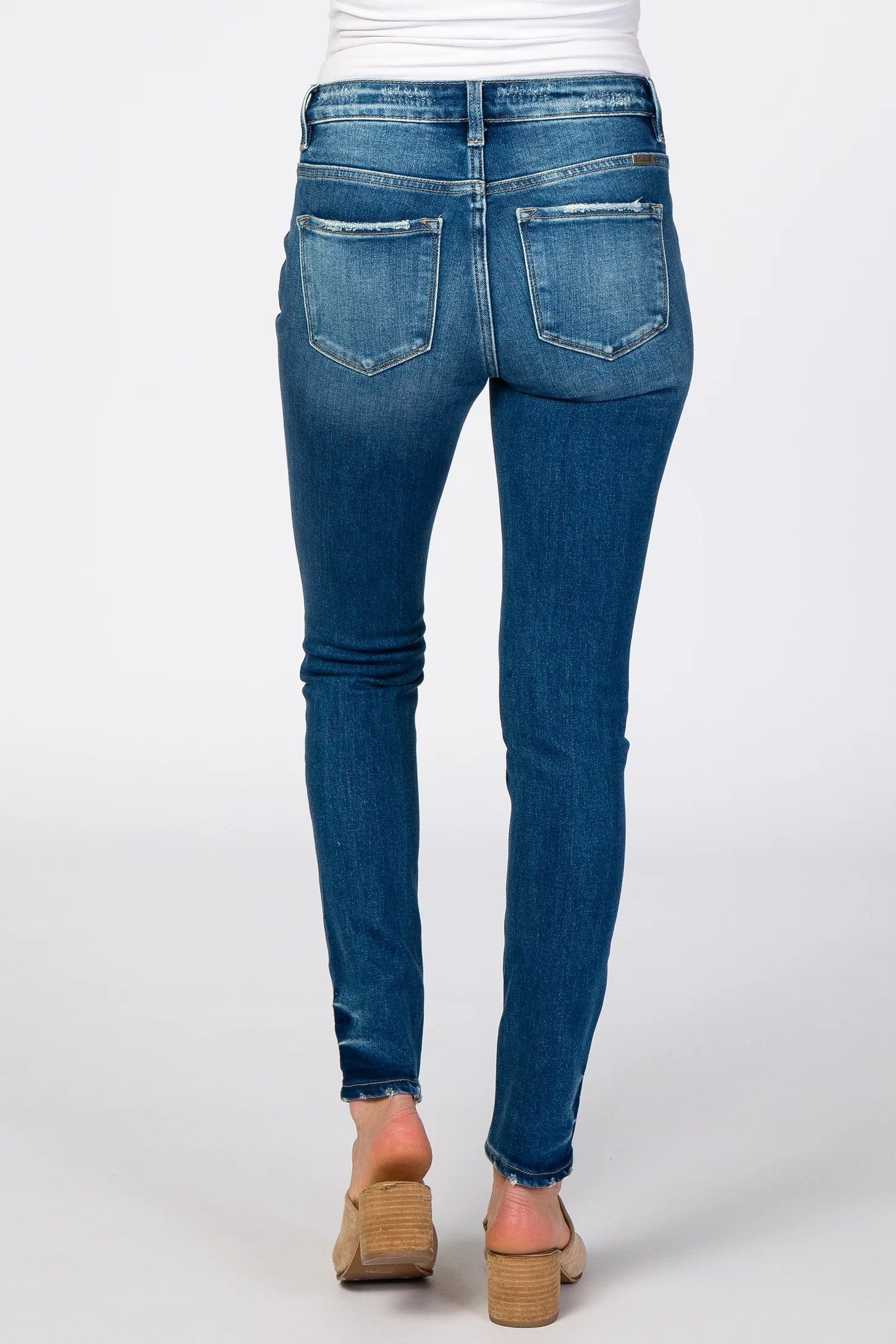 Blue Distressed Side Insert Maternity Jeans | PinkBlush Maternity