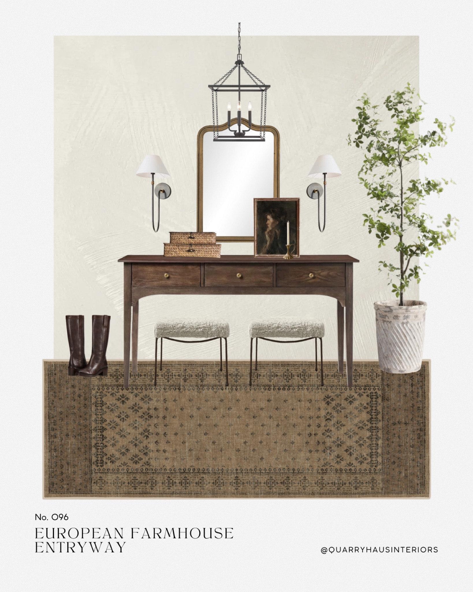 Moody + neutral European Farmhouse entryway / foyer design  🤎 wall is Portola Paints lime wash in the color Gem.

#LTKHome