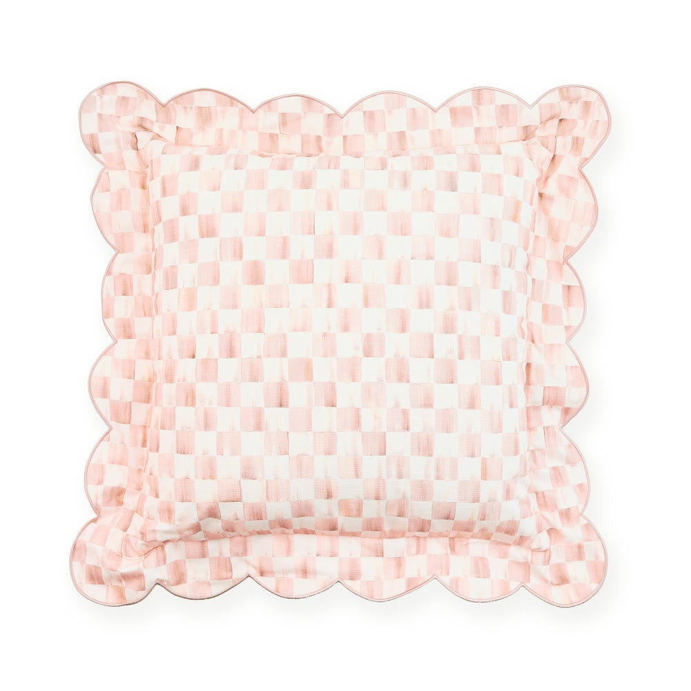 Rosy Check Reversible Scalloped Throw Pillow | MacKenzie-Childs