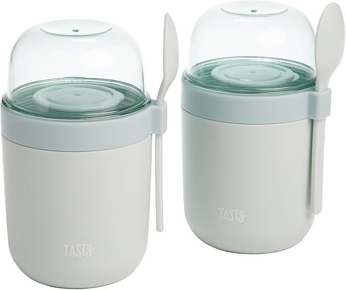 Tasty Travel Snack Cups with Spoons, On-The-Go Snacking, Divided Compartments, Great for Nuts, Ce... | Amazon (US)