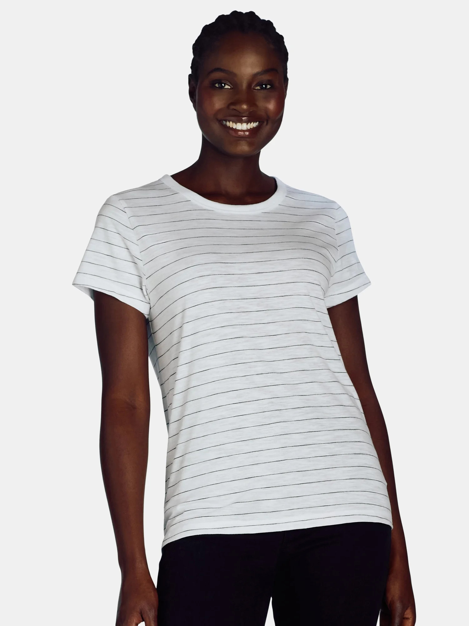 Time and Tru Women’s Slub Jersey Crewneck Tee with Short Sleeves, Sizes XS-XXXL | Walmart (US)