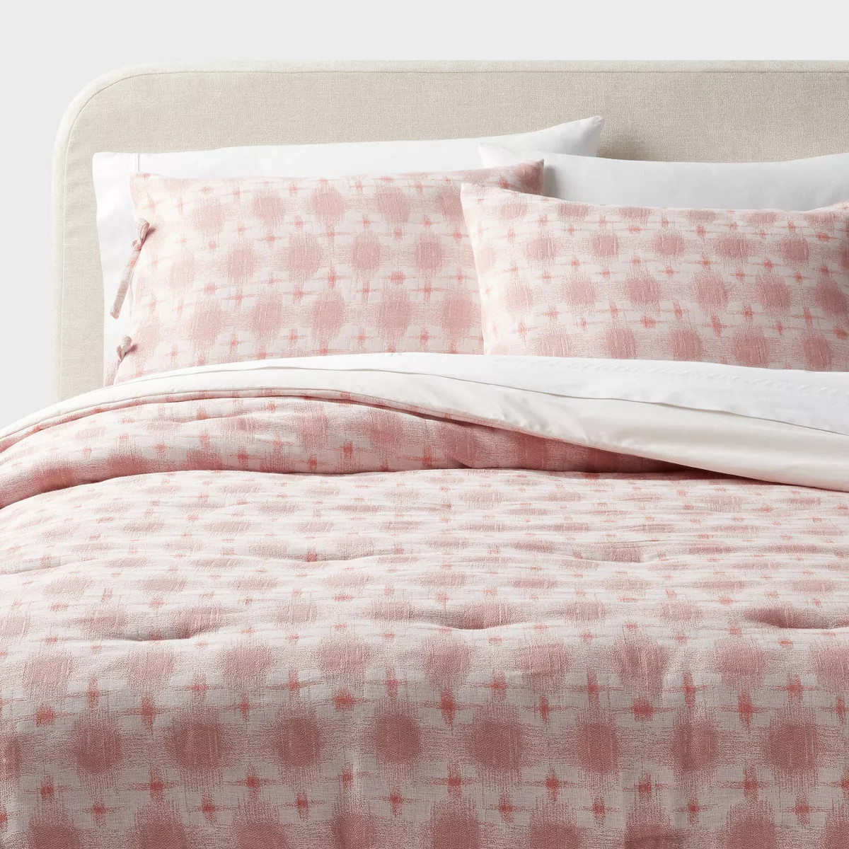 King Boho Yarn Dye Ikat Comforter and Sham Set Ivory/Mauve - Threshold™ | Target