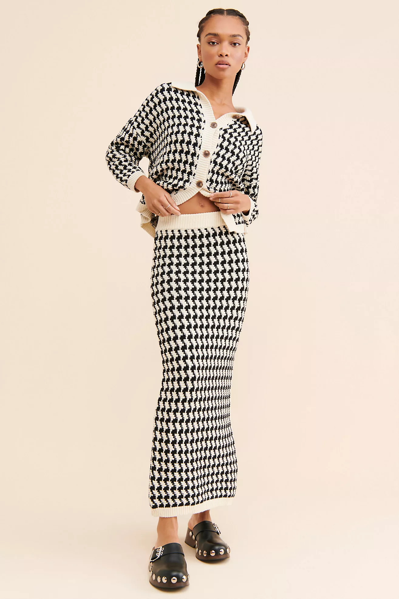 Little Lies Houndstooth Knit Maxi Skirt | Anthropologie (US)