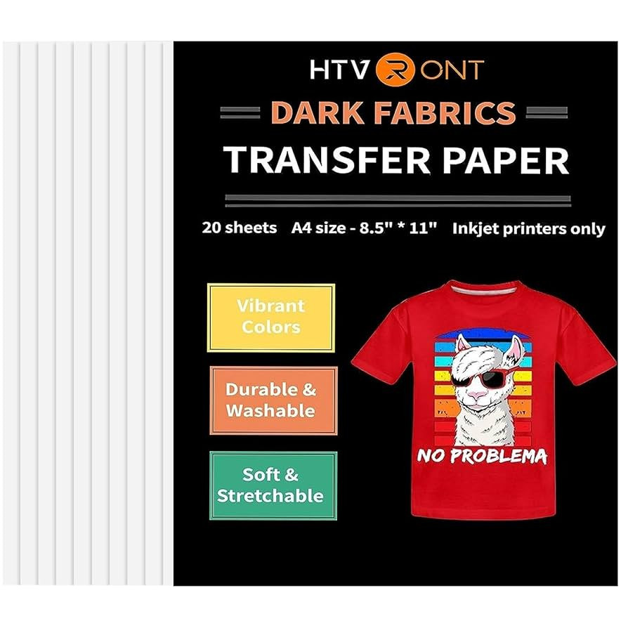 HTVRONT Heat Transfer Paper for T Shirts 20 Sheets, 8.5" X 11" Printable Heat Transfer Vinyl, Viv... | Amazon (US)