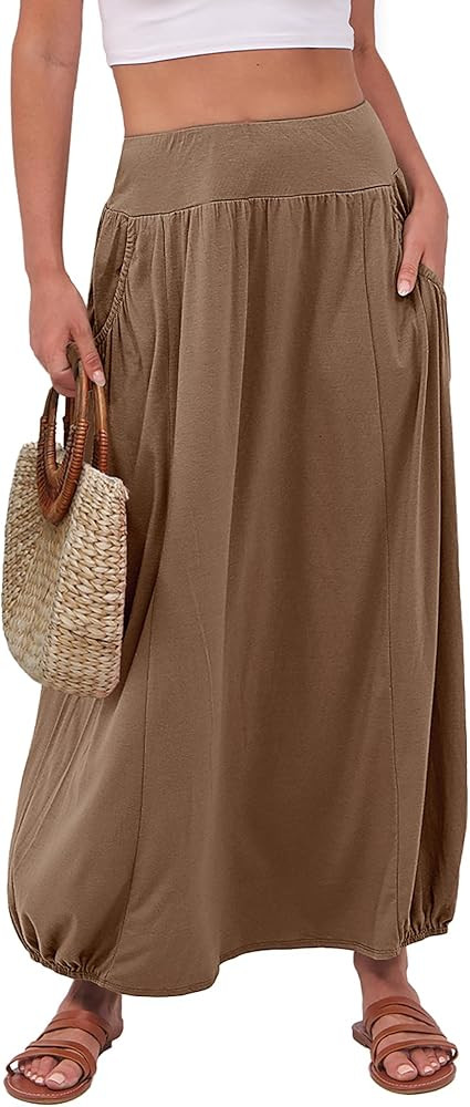 ANRABESS Women's Maxi Skirt Summer Trendy High Waisted Boho Flowy Long Skirts 2026 Spring Fashion... | Amazon (US)