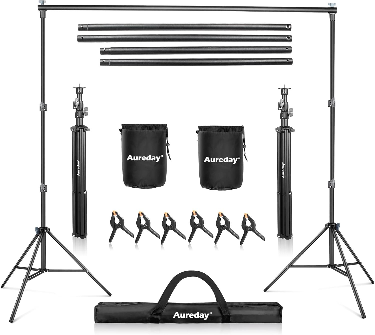 Aureday Backdrop Stand, 7x10Ft Adjustable Photo Backdrop Stand Kit with 4 Crossbars, 6 Background... | Amazon (US)