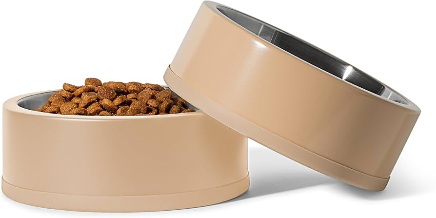 Wild One, Tan Stainless Steel Dog Bowl, Non-Slip Base, 4 Cup Capacity, 2 Count | Amazon (US)