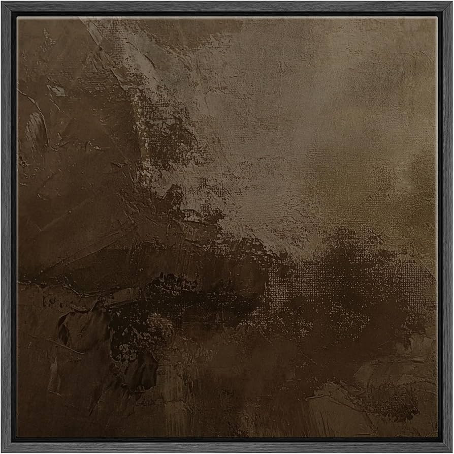 SIGNFORD Framed Canvas Print Wall Art Textured Brown Abstract Rustic Brushstroke Illustrations Ru... | Amazon (US)