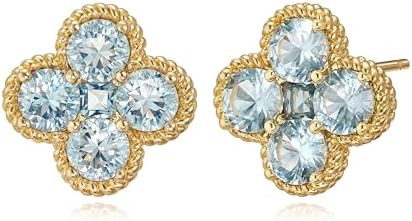 Gold Stud Earrings for Women Trendy 14K Gold Plated Dainty Small Red Flower Cubic Zriconia Clover... | Amazon (US)