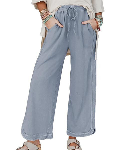 Gnveub Women's Yoga Pants Lightweight Wide Leg Sweatpants High Waisted Drawstring Loose Lounge Pa... | Amazon (US)