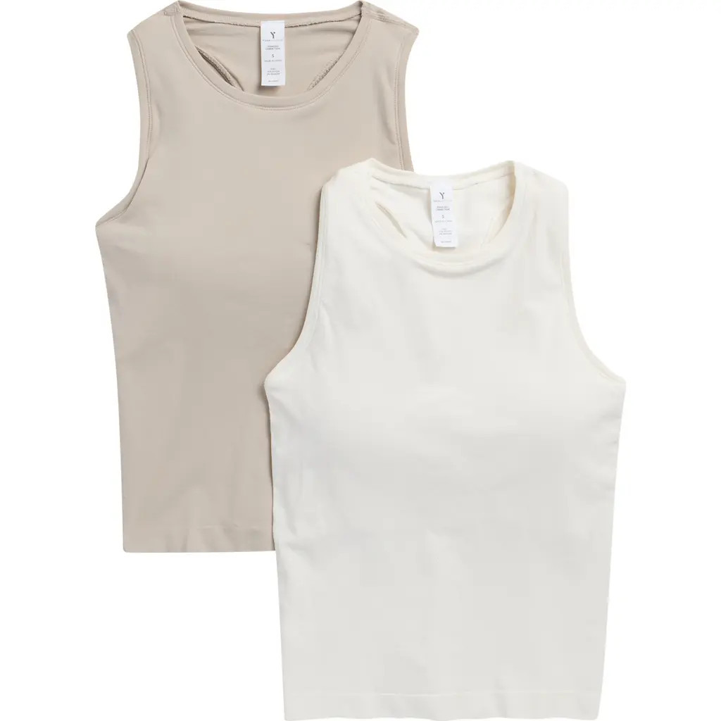 YOGALICIOUS 2-Pack Seamless Carrie Racerback Tanks in Nacreous Clouds/Sugar Swizzle at Nordstrom Rack, Size Medium | Nordstrom Rack