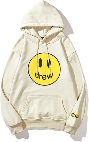 KANYELEO Drew House Smiley Face Sweater Men's Trendy Bieber Couples Plus Fleece Streetwear Hoodie | Amazon (US)