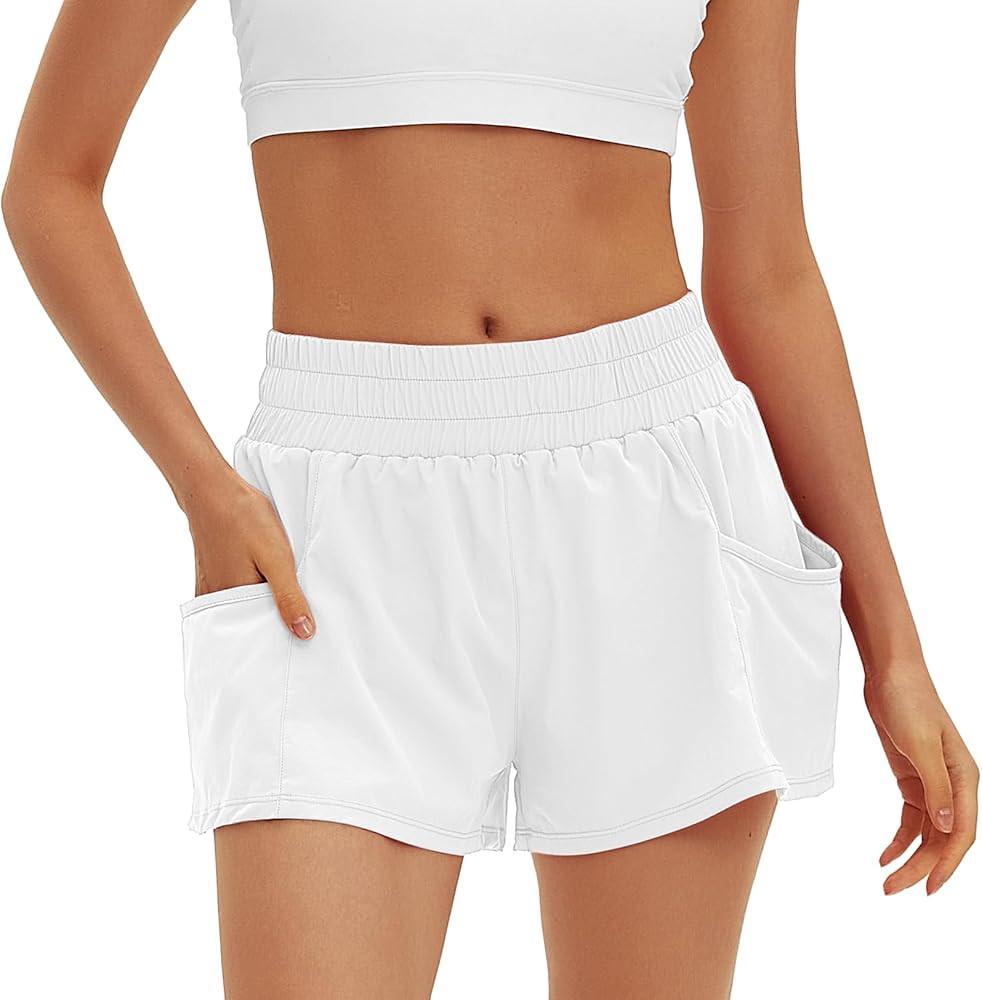 Daron Women's Athletic Shorts High Waisted Running Shorts Sporty Short Gym Elastic Workout Shorts... | Amazon (US)